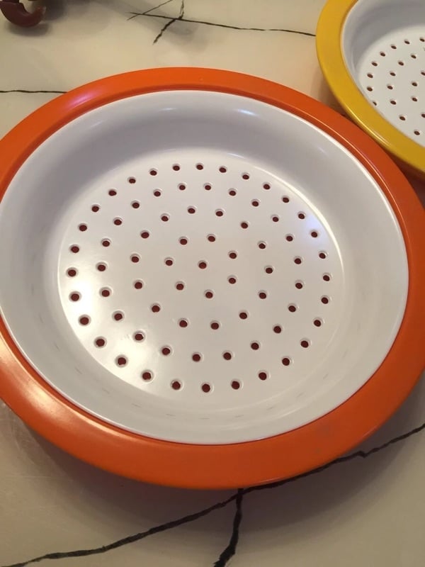 Farfurie din melamină A5 cu drenaj dublu, imitatie de porțelan, circulară pentru colțunași și fructe, stil chinezesc