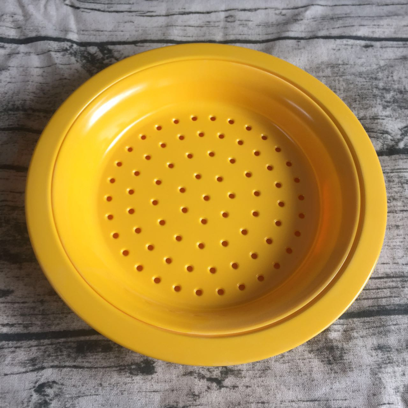 Farfurie din melamină A5 cu drenaj dublu, imitatie de porțelan, circulară pentru colțunași și fructe, stil chinezesc