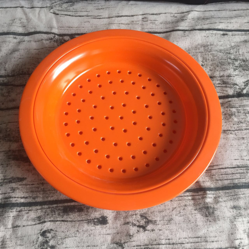 Farfurie din melamină A5 cu drenaj dublu, imitatie de porțelan, circulară pentru colțunași și fructe, stil chinezesc