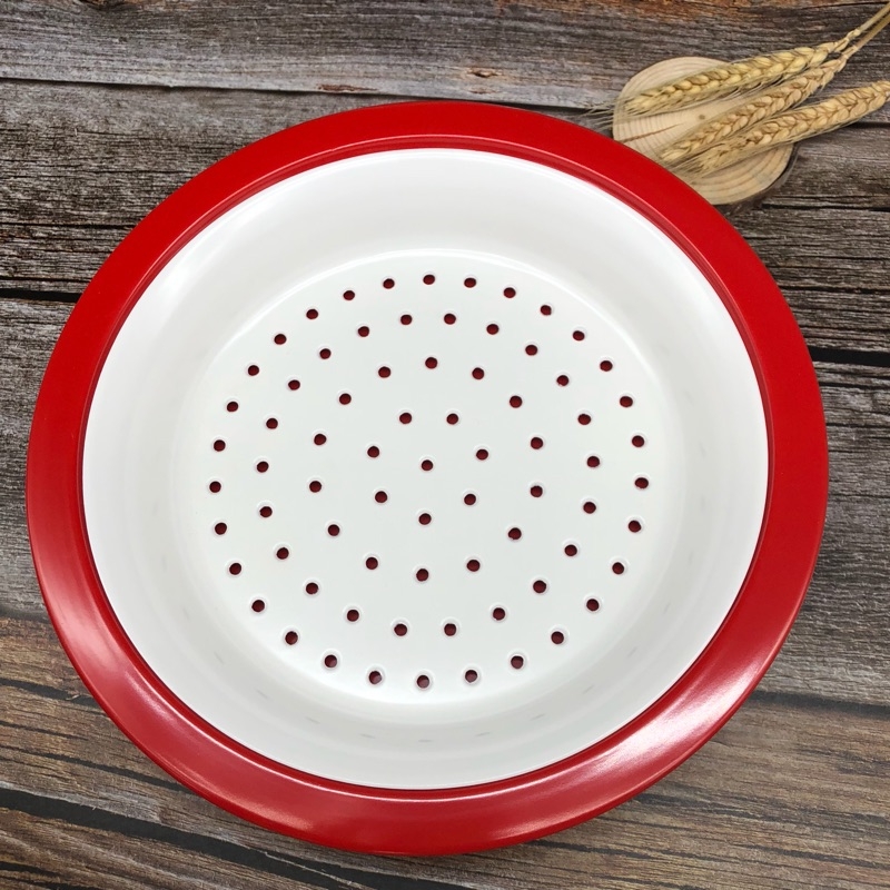 Farfurie din melamină A5 cu drenaj dublu, imitatie de porțelan, circulară pentru colțunași și fructe, stil chinezesc