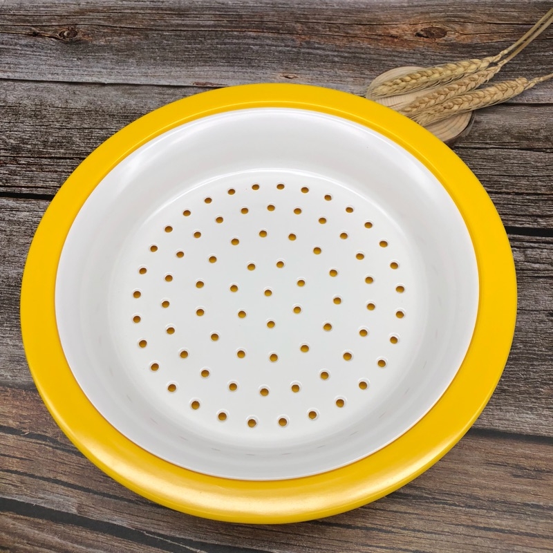 Farfurie din melamină A5 cu drenaj dublu, imitatie de porțelan, circulară pentru colțunași și fructe, stil chinezesc