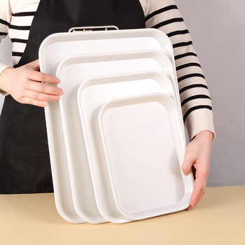 Melaminból készült téglalap alakú bemutató tálca, modern egyszerű stílus, testreszabható logó, glazúrozott felület