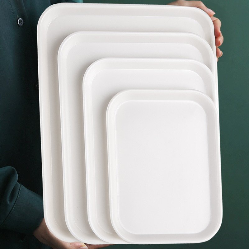 Melaminból készült téglalap alakú bemutató tálca, modern egyszerű stílus, testreszabható logó, glazúrozott felület