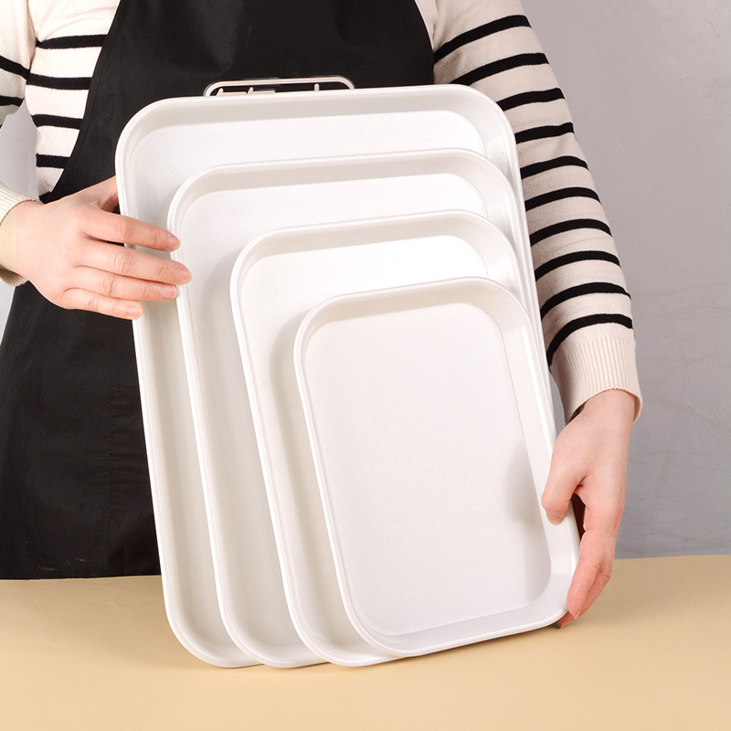 Melaminból készült téglalap alakú bemutató tálca, modern egyszerű stílus, testreszabható logó, glazúrozott felület