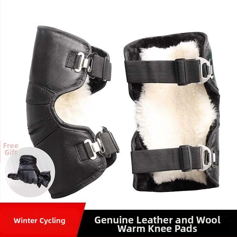 Унисекс наколенки за мотоциклет със вълнена подплата, ветроустойчива зимна защита за колоездене