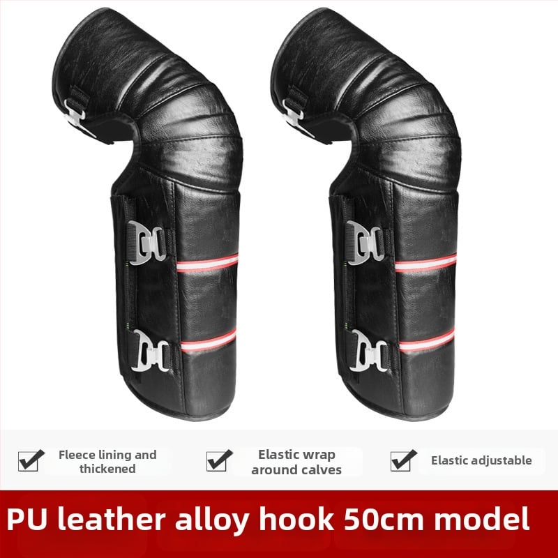 Унисекс наколенки за мотоциклет със вълнена подплата, ветроустойчива зимна защита за колоездене