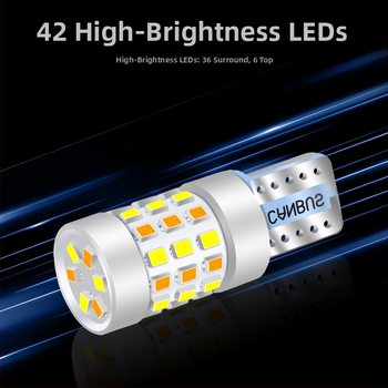 T10 LED pozicijos šviesa, dviejų spalvų, 42SMD, 12V, 0.18A, aviacinės klasės aliuminis