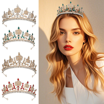 Kāzu diadēma, korejiska stila, cinka sakausējums, augstas kvalitātes kristālu Crystal Glass, modelis HG00150