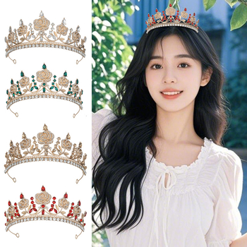 Kāzu diadēma, korejiska stila, cinka sakausējums, augstas kvalitātes kristālu Crystal Glass, modelis HG00150