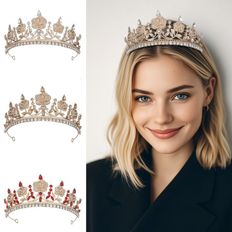 Kāzu diadēma, korejiska stila, cinka sakausējums, augstas kvalitātes kristālu Crystal Glass, modelis HG00150