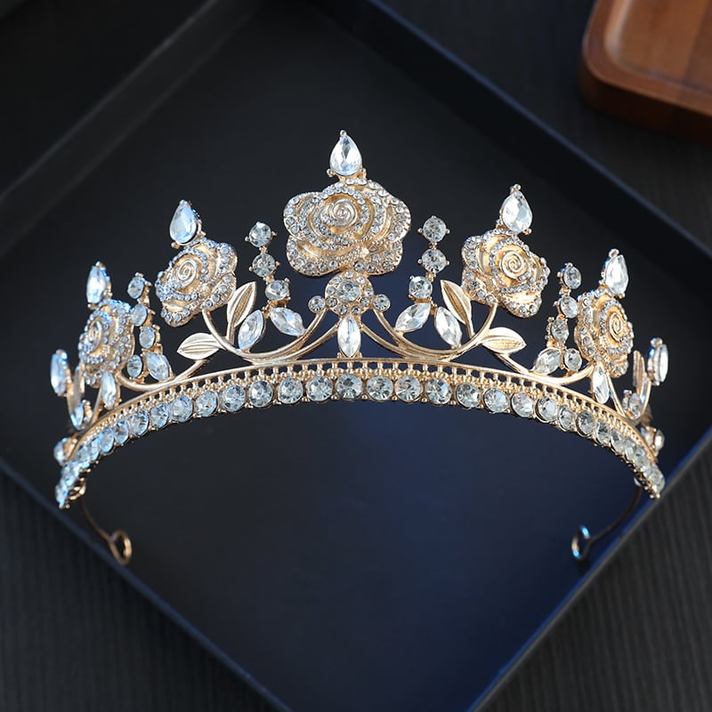 Kāzu diadēma, korejiska stila, cinka sakausējums, augstas kvalitātes kristālu Crystal Glass, modelis HG00150