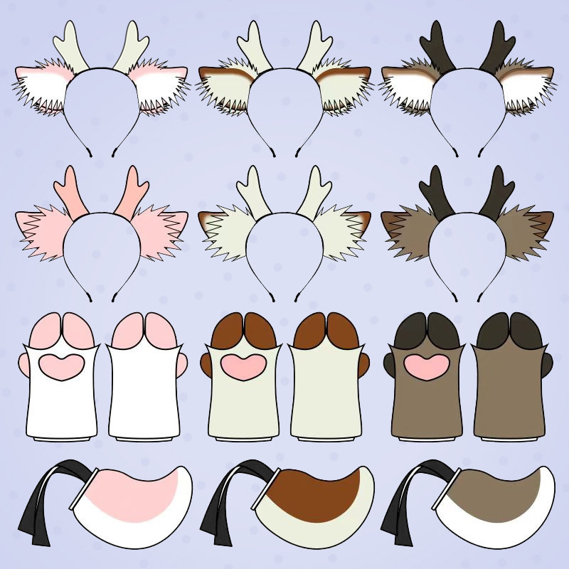 Karácsonyi agancsos fejpánt plüss fülekkel – cosplay kiegészítő, kézzel készített, textil anyag, rajzfilm-stílus, modell LELJFG01