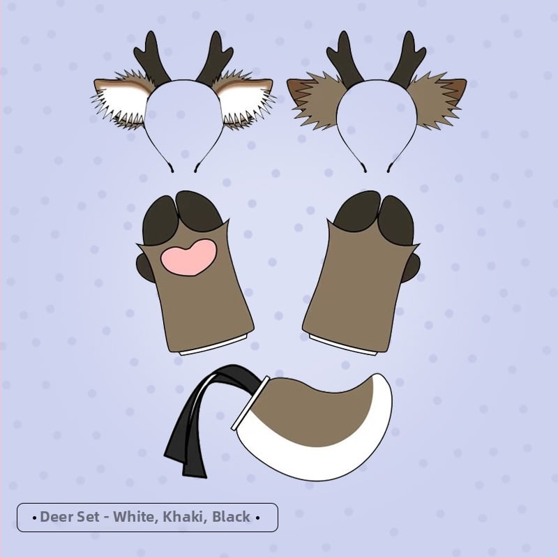 Karácsonyi agancsos fejpánt plüss fülekkel – cosplay kiegészítő, kézzel készített, textil anyag, rajzfilm-stílus, modell LELJFG01