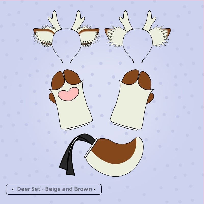 Karácsonyi agancsos fejpánt plüss fülekkel – cosplay kiegészítő, kézzel készített, textil anyag, rajzfilm-stílus, modell LELJFG01