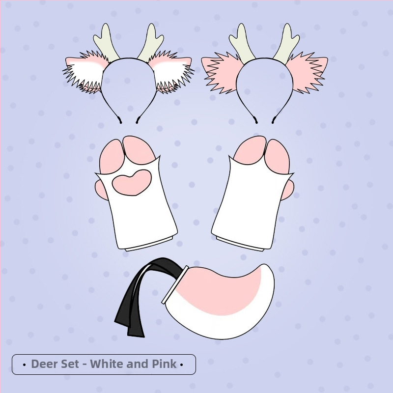 Karácsonyi agancsos fejpánt plüss fülekkel – cosplay kiegészítő, kézzel készített, textil anyag, rajzfilm-stílus, modell LELJFG01