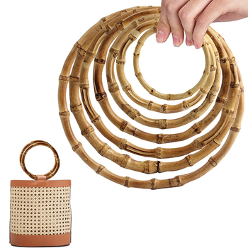 Кръгла бамбукова халка с реална бамбукова дръжка за тъкани чанти — аксесоари за багаж, солиден цвят, водоустойчива, изключително лек, разширяваща се