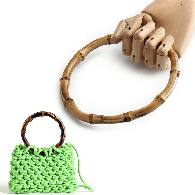 Кръгла бамбукова халка с реална бамбукова дръжка за тъкани чанти — аксесоари за багаж, солиден цвят, водоустойчива, изключително лек, разширяваща се