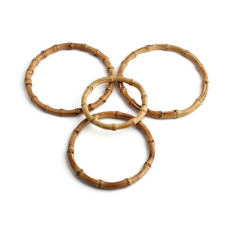 Кръгла бамбукова халка с реална бамбукова дръжка за тъкани чанти — аксесоари за багаж, солиден цвят, водоустойчива, изключително лек, разширяваща се