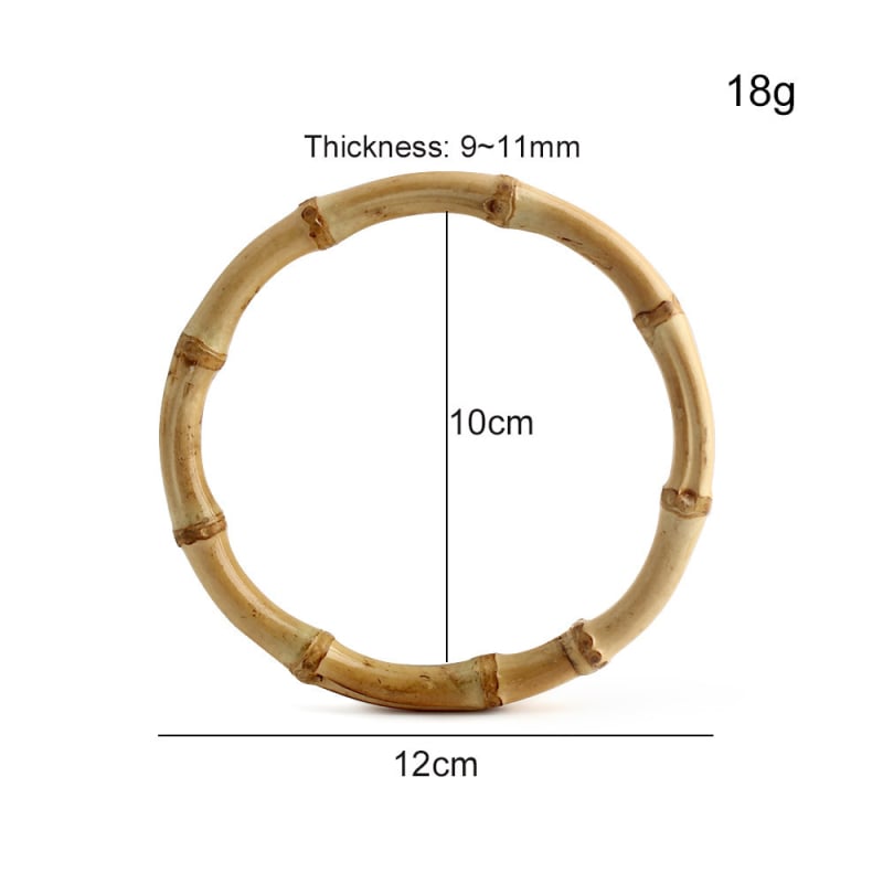 Кръгла бамбукова халка с реална бамбукова дръжка за тъкани чанти — аксесоари за багаж, солиден цвят, водоустойчива, изключително лек, разширяваща се