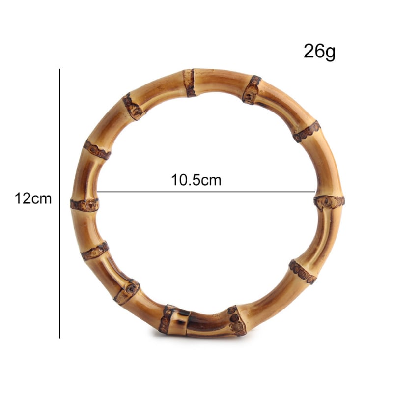 Кръгла бамбукова халка с реална бамбукова дръжка за тъкани чанти — аксесоари за багаж, солиден цвят, водоустойчива, изключително лек, разширяваща се