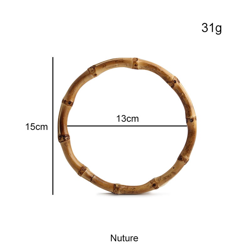 Кръгла бамбукова халка с реална бамбукова дръжка за тъкани чанти — аксесоари за багаж, солиден цвят, водоустойчива, изключително лек, разширяваща се
