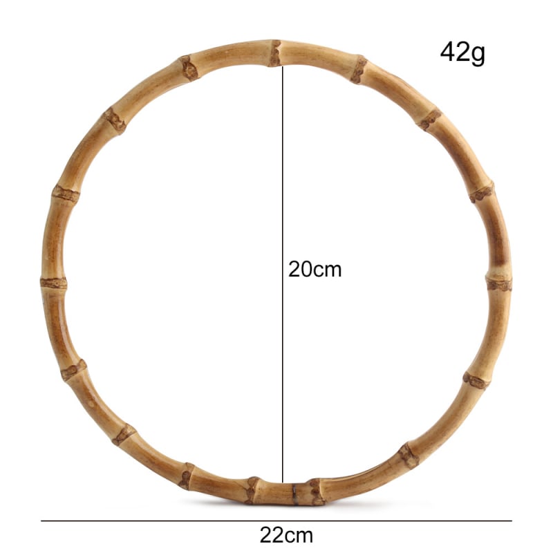 Кръгла бамбукова халка с реална бамбукова дръжка за тъкани чанти — аксесоари за багаж, солиден цвят, водоустойчива, изключително лек, разширяваща се