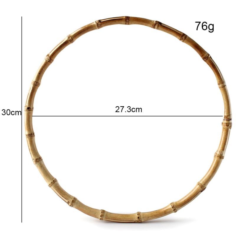 Кръгла бамбукова халка с реална бамбукова дръжка за тъкани чанти — аксесоари за багаж, солиден цвят, водоустойчива, изключително лек, разширяваща се