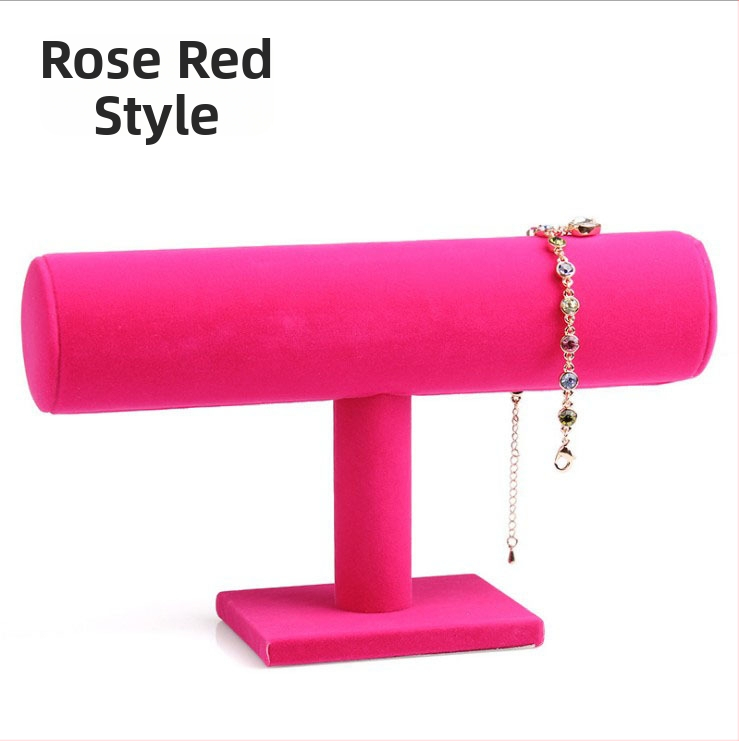 Fából készült háromszintes ékszerkiállító állvány I-alakú tervezéssel, Nordic stílus, velúr burkolat