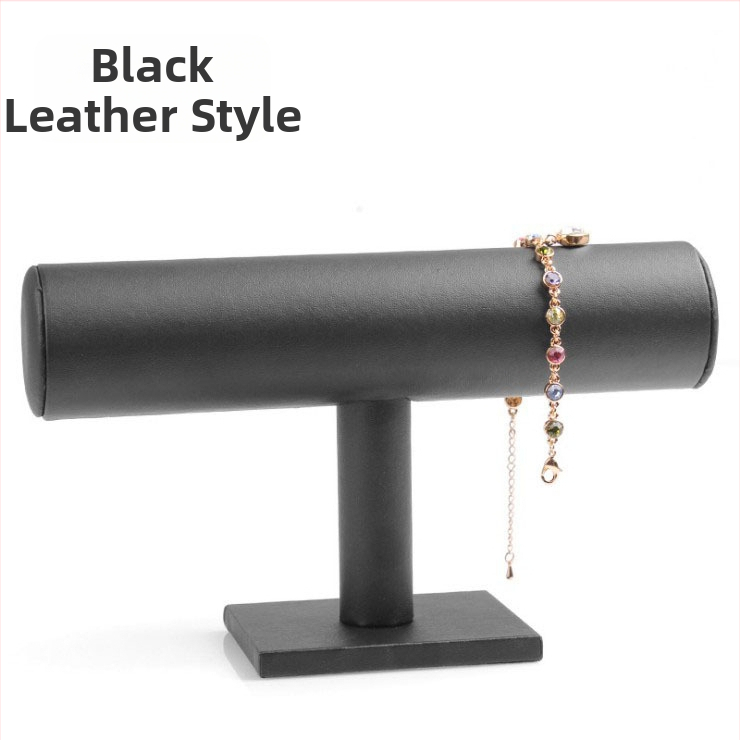 Fából készült háromszintes ékszerkiállító állvány I-alakú tervezéssel, Nordic stílus, velúr burkolat