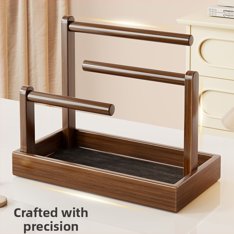 Stolný stojan na šperky z borovového dreva, 3‑poschodový, viacúčelový, moderný minimalistický štýl