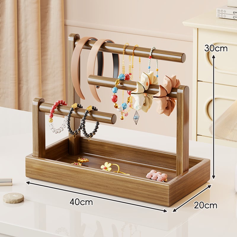 Asztali ékszerállvány fenyőből, 3-szintes, többfunkciós, modern minimalista stílus