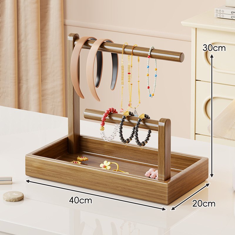 Asztali ékszerállvány fenyőből, 3-szintes, többfunkciós, modern minimalista stílus