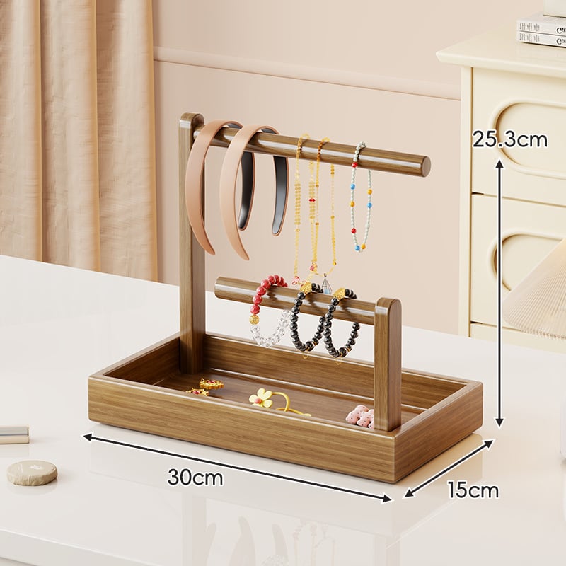 Asztali ékszerállvány fenyőből, 3-szintes, többfunkciós, modern minimalista stílus
