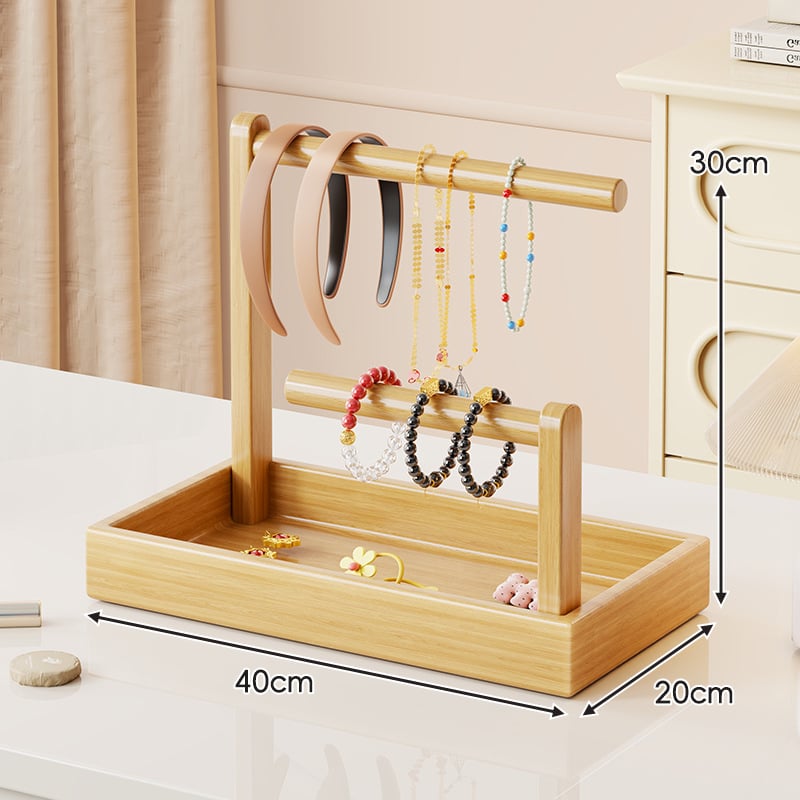 Asztali ékszerállvány fenyőből, 3-szintes, többfunkciós, modern minimalista stílus