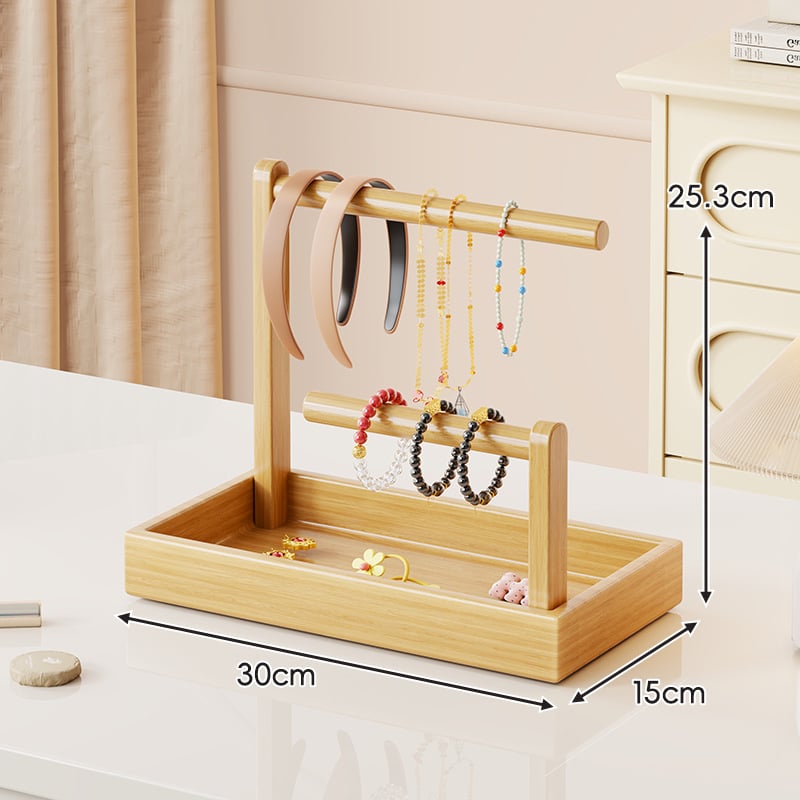 Asztali ékszerállvány fenyőből, 3-szintes, többfunkciós, modern minimalista stílus