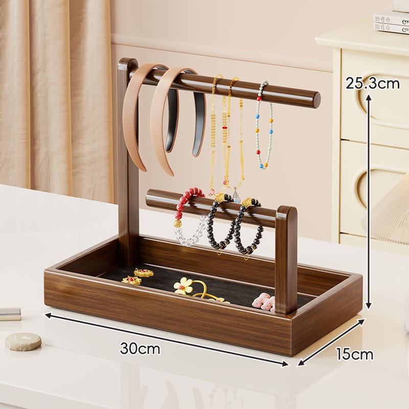 Asztali ékszerállvány fenyőből, 3-szintes, többfunkciós, modern minimalista stílus