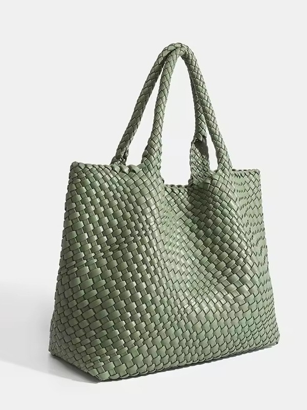 Geantă tote din nylon, simplitate urbană, formă verticală pătrată, închidere cu cataramă magnetică, buzunar pentru telefon