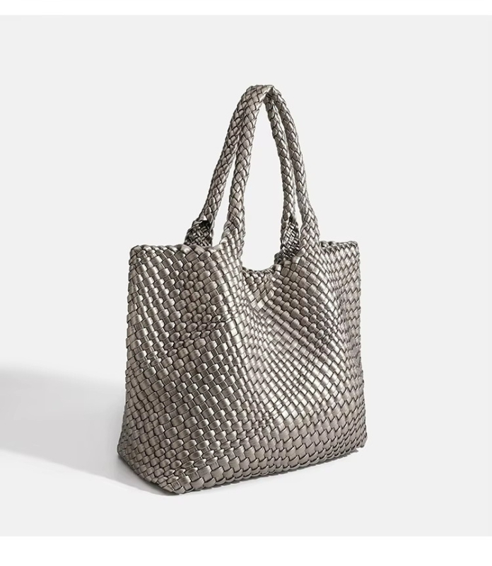 Geantă tote din nylon, simplitate urbană, formă verticală pătrată, închidere cu cataramă magnetică, buzunar pentru telefon