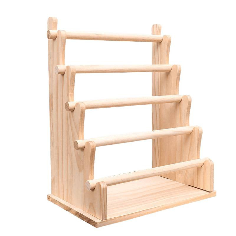 Suport de prezentare bijuterii cu cadru metalic pe bază din lemn solid, două niveluri, finisaj vopsit cu spray, stil artistic