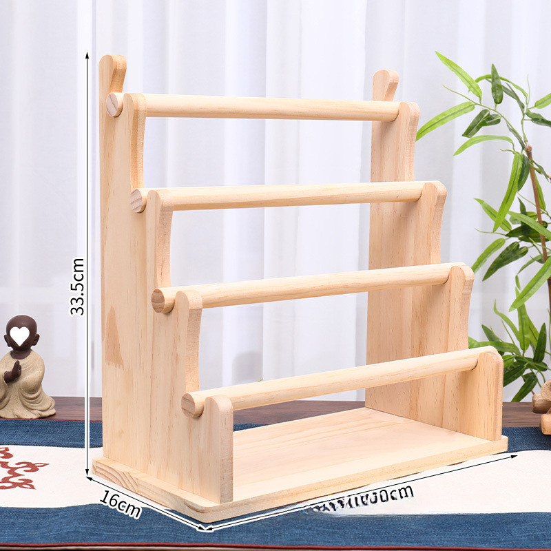 Suport de prezentare bijuterii cu cadru metalic pe bază din lemn solid, două niveluri, finisaj vopsit cu spray, stil artistic