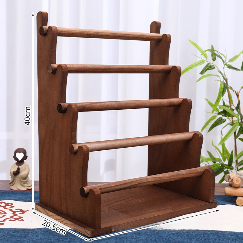 Suport de prezentare bijuterii cu cadru metalic pe bază din lemn solid, două niveluri, finisaj vopsit cu spray, stil artistic