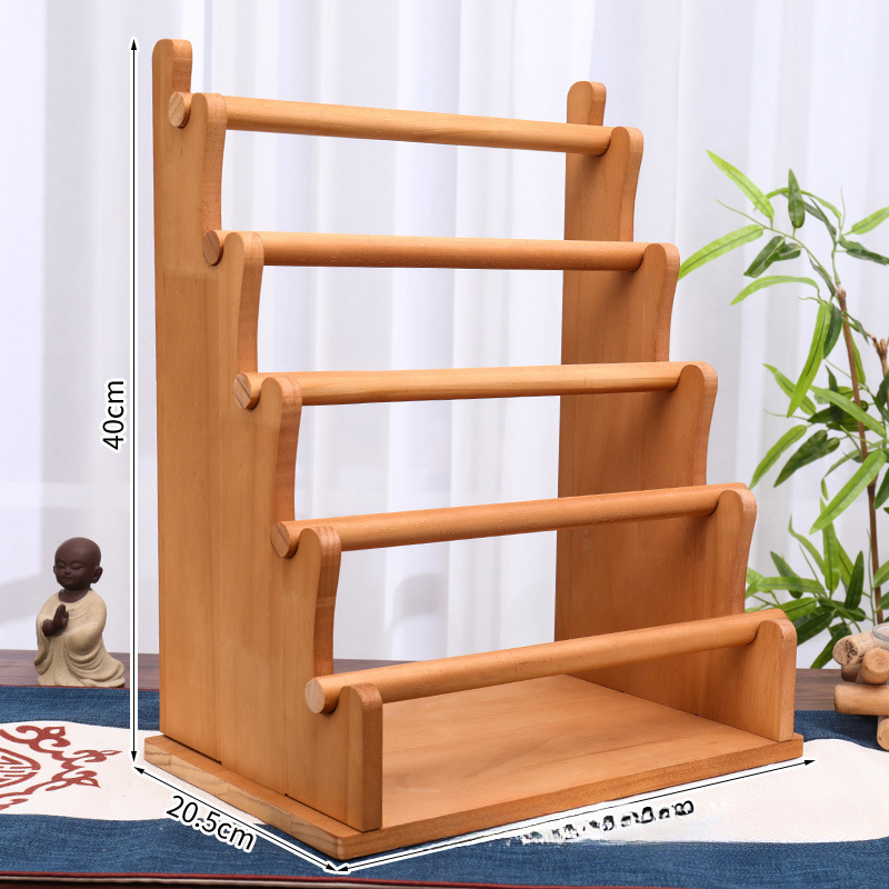 Suport de prezentare bijuterii cu cadru metalic pe bază din lemn solid, două niveluri, finisaj vopsit cu spray, stil artistic