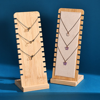 Fából készült nyaklánc kiállító állvány, asztali ékszer rendező, hordozható egyszintes