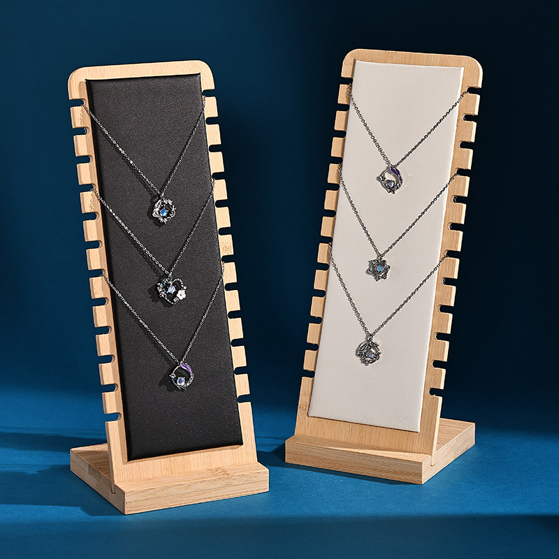 Fából készült nyaklánc kiállító állvány, asztali ékszer rendező, hordozható egyszintes