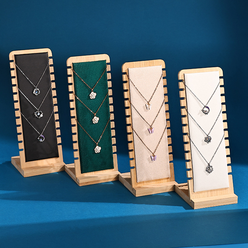 Fából készült nyaklánc kiállító állvány, asztali ékszer rendező, hordozható egyszintes