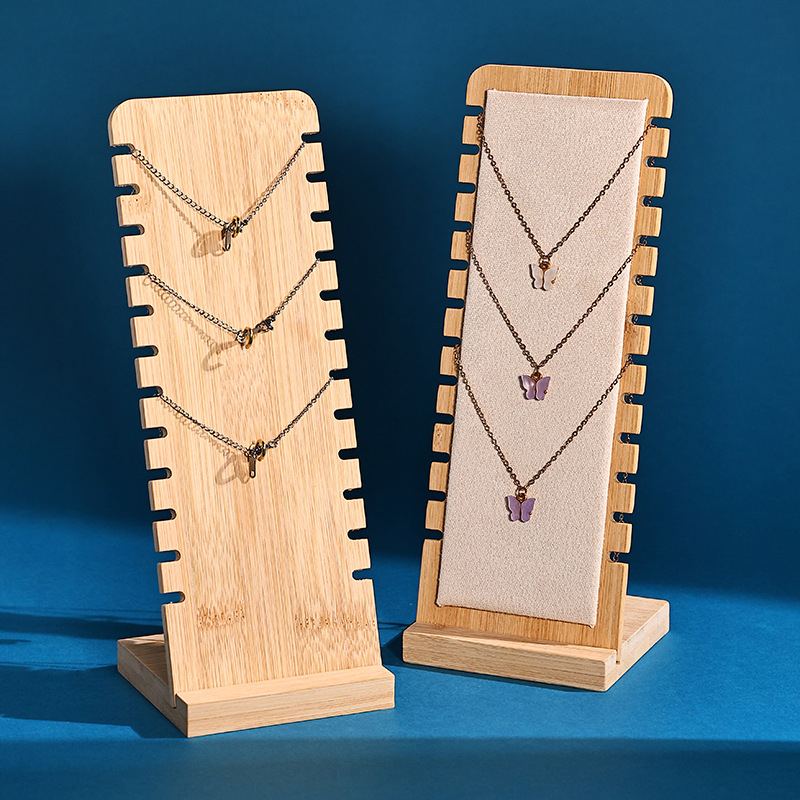 Fából készült nyaklánc kiállító állvány, asztali ékszer rendező, hordozható egyszintes