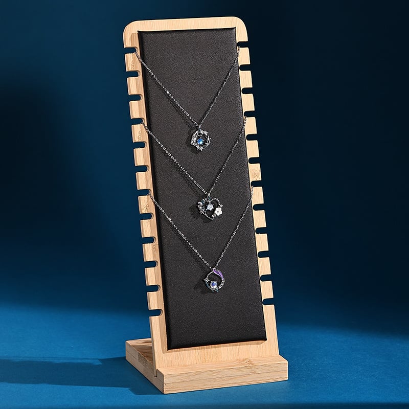Fából készült nyaklánc kiállító állvány, asztali ékszer rendező, hordozható egyszintes