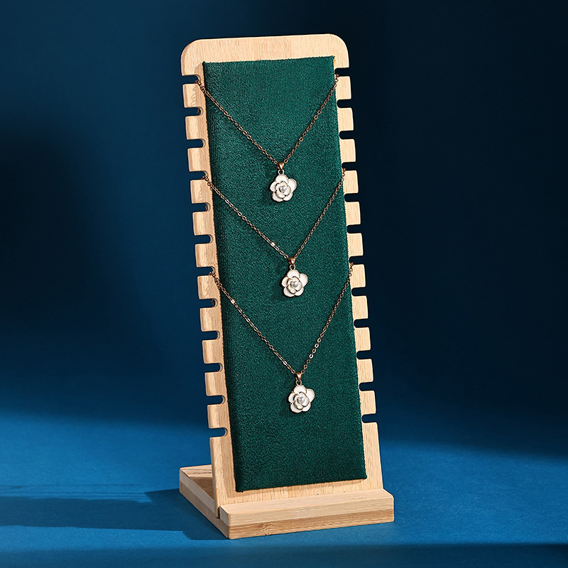 Fából készült nyaklánc kiállító állvány, asztali ékszer rendező, hordozható egyszintes