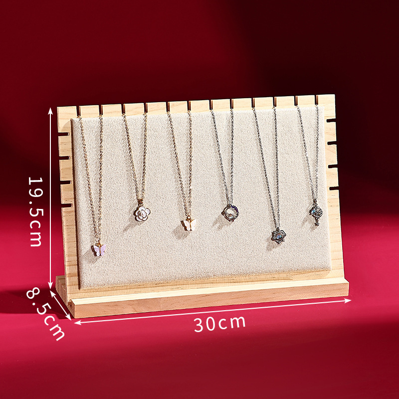 Fából készült nyaklánc kiállító állvány, asztali ékszer rendező, hordozható egyszintes