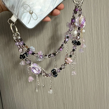 Pandantiv pentru telefonul mobil cu lanț floral - lucrat manual, materiale mixte, Ya Jewelry